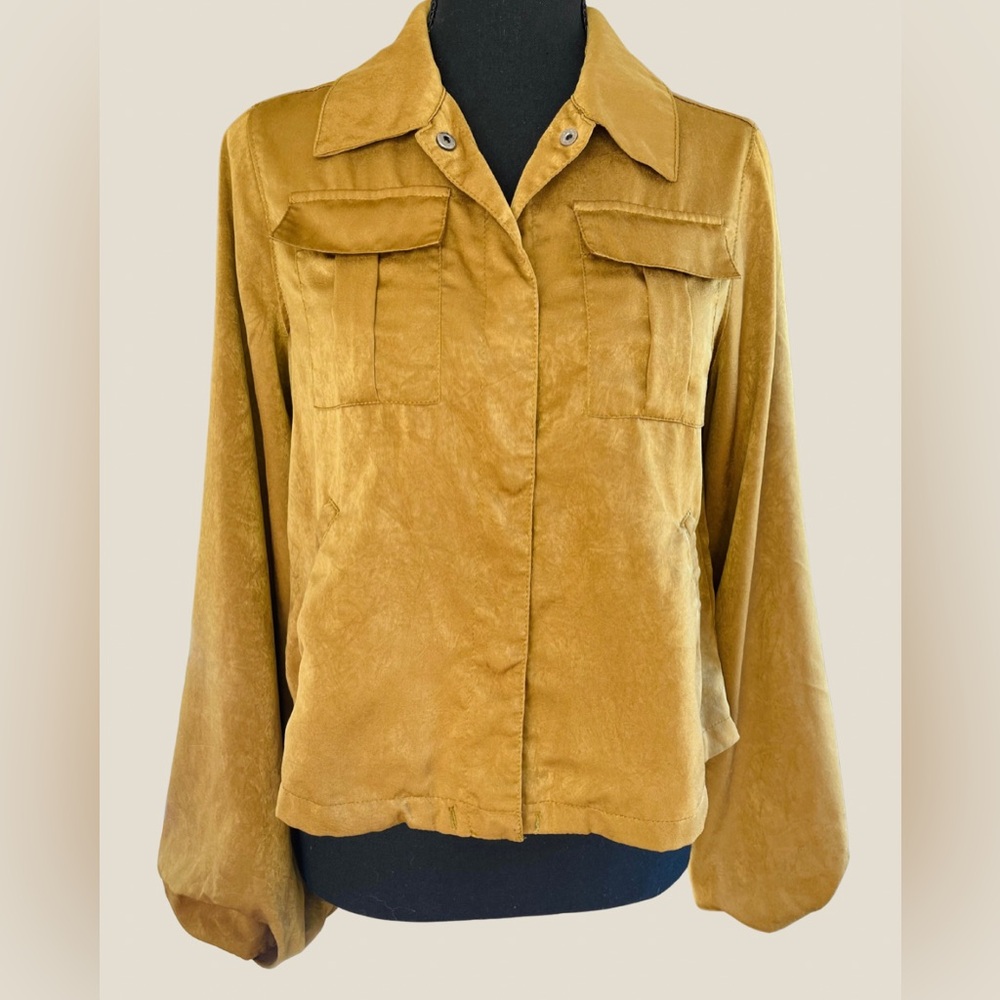 a new day Women's Mustard/Chartreuse lightweight Utility Jacket size XS